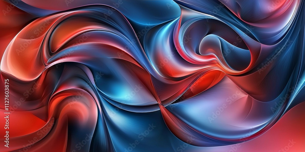 Poster smooth, flowing red and blue waves create a dynamic and vibrant abstract composition, enhancing back