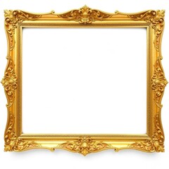 Ornate Gold Picture Frame Against White Background
