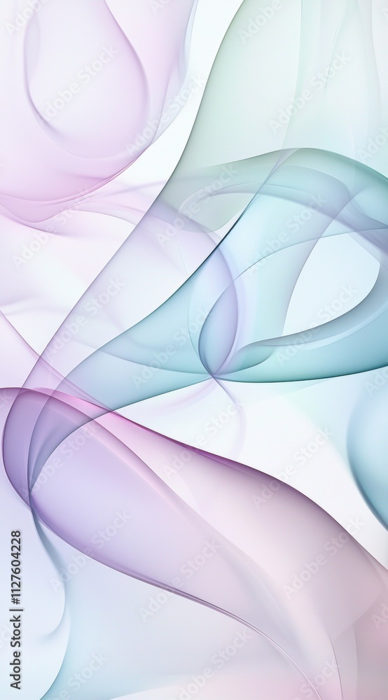 Poster pastel colored abstract waves are flowing and creating a beautiful and elegant design on a white bac