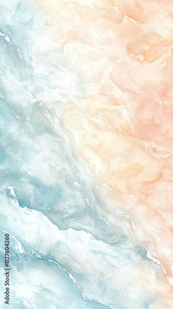 Poster smooth marble texture featuring pastel colors, creating a stunning gradient transitioning from blue 