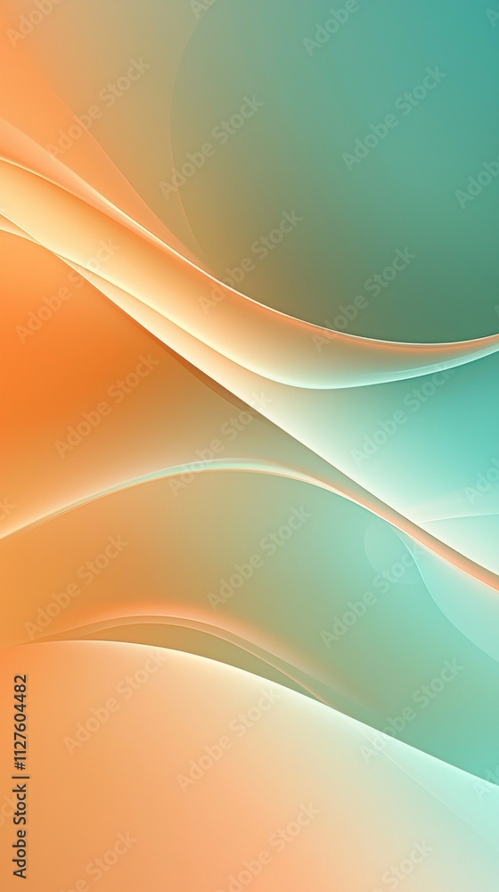 Poster smooth and elegant curves create a visually appealing abstract design, blending warm orange and cool