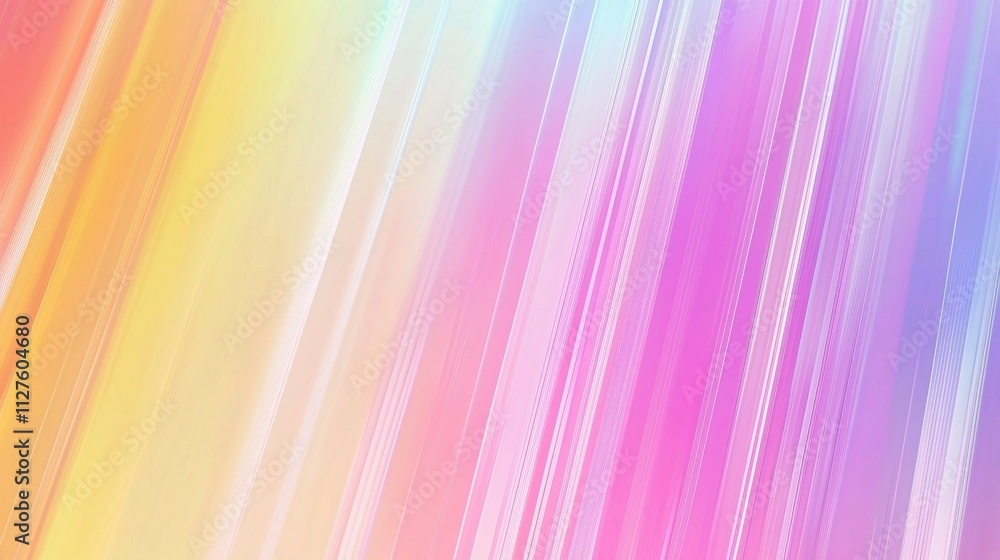 Poster bright diagonal lines in pastel colors blend together, creating a vibrant and dynamic abstract backg