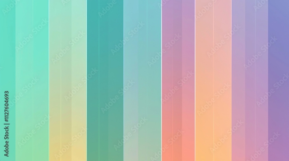Poster colorful pastel gradient background creating vertical stripes with soft transitions, ideal for websi