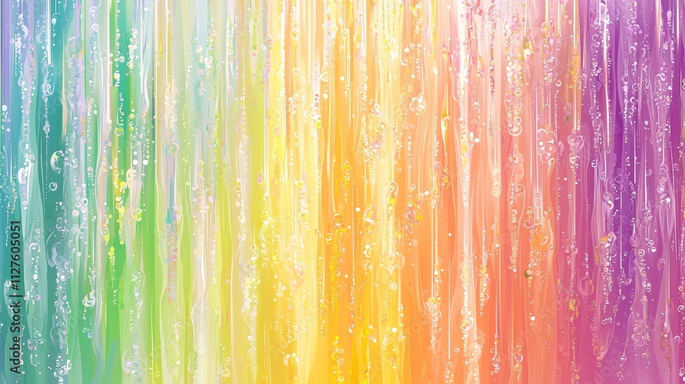 Aufkleber rainbow waterfall flowing with bubbles and glitter creates a vibrant and dynamic abstract colorful b
