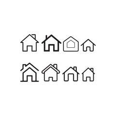 house icon set vector line art on white background.