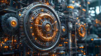 Complex Mechanism with Intricate Gears and Cogwheel Design