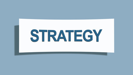 Strategy. A card isolated on blue background.