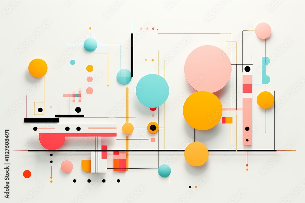 Poster vibrant abstract geometric shapes and patterns a modern design exploration in colorful artistry
