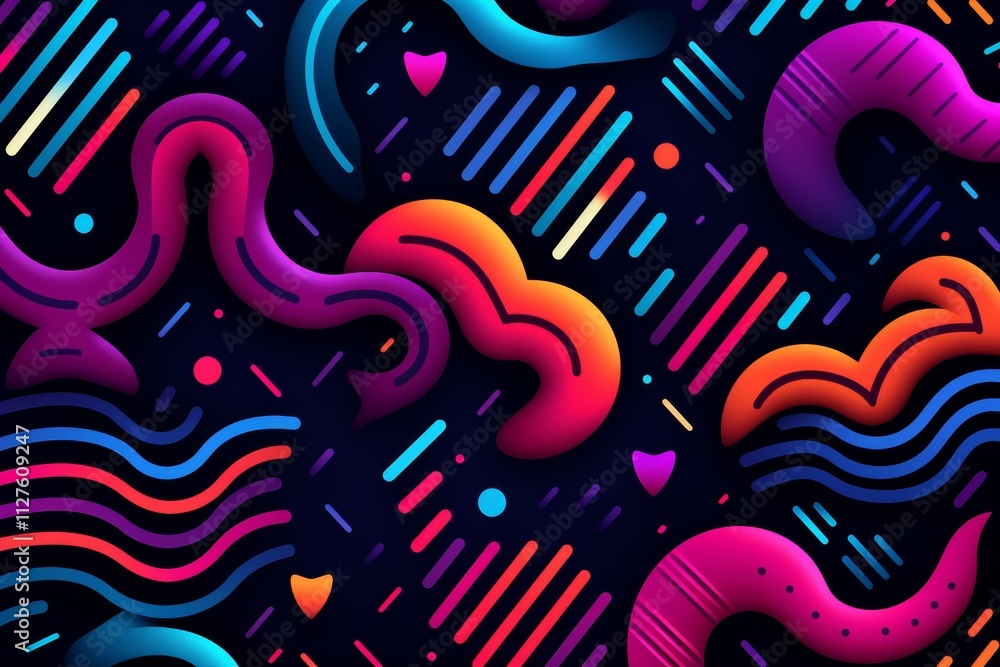 Poster Vibrant abstract geometric shapes with dynamic pattern design for artistic expression