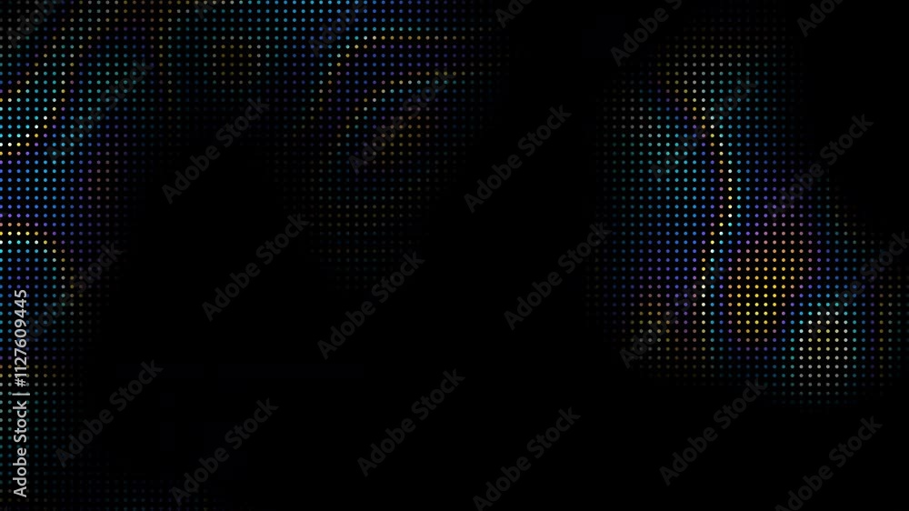 Poster Animated abstract technology black background random dots and grid 4K
