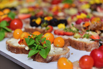  Brushetta, traditional Spanish tapas, Italian snacks, sweet bruschetta, bruschetta with fruit, loaf of bread