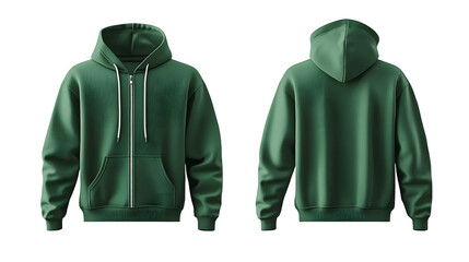 green hoodie mockup zip up hoodie mockup front and back on white background template