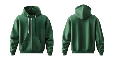 green hoodie mockup zip up hoodie mockup front and back on white background template