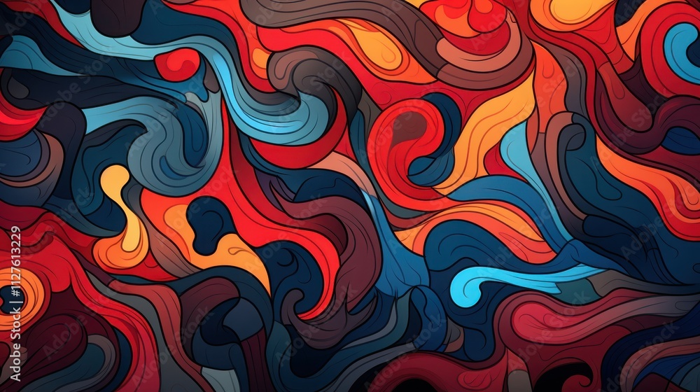 Poster Abstract Swirling Colorful Wave Pattern Design