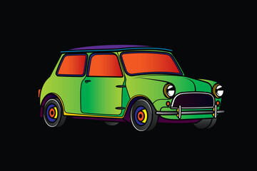 Racing retro car. Original vector illustration in vintage style.