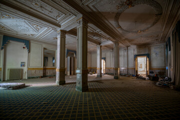 Old abandoned Renaissance huge hotel in northern Italy