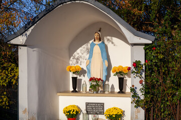 A roadside shrine dedicated to Our Lady