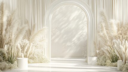 Wedding party decoration scene background light colors, sophisticated classic