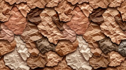 Fototapeta premium A pattern of human silhouettes in various skin tones made from crumpled paper