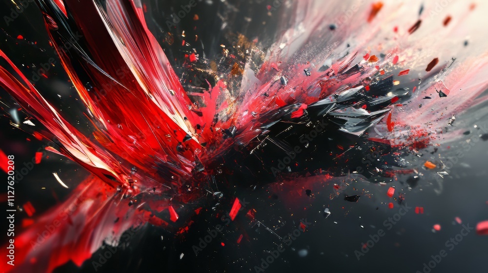 Poster abstract art bursting with energy, featuring vibrant color splashes and dynamic textures for a livel