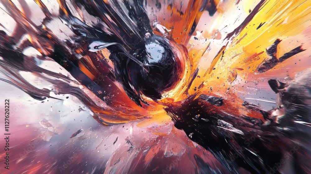 Aufkleber abstract art bursting with energy, featuring vibrant color splashes and dynamic textures for a livel