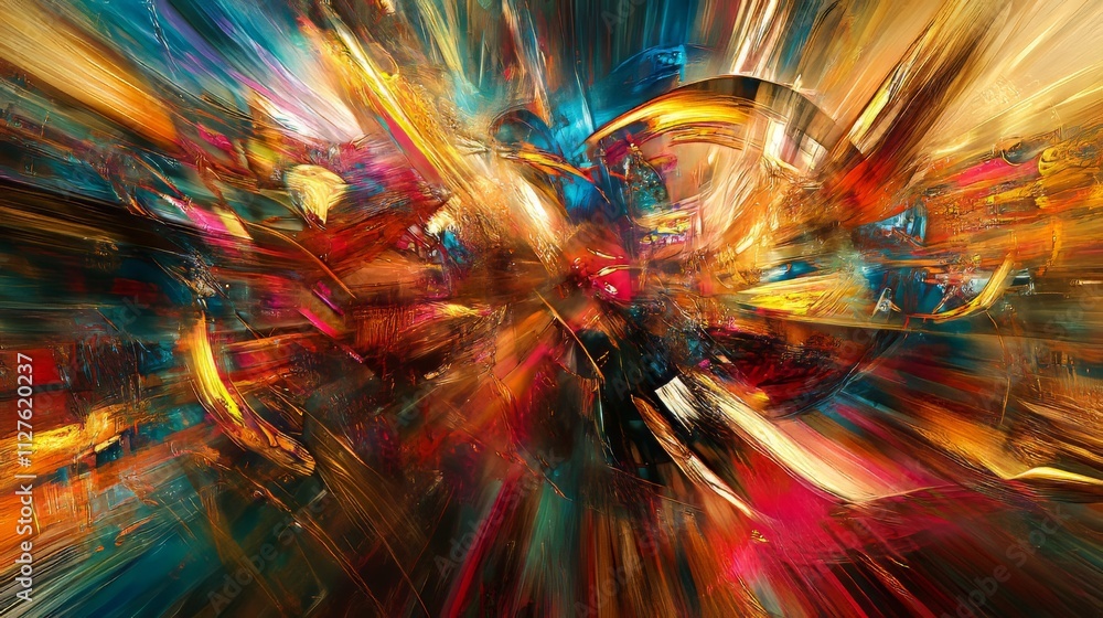 Aufkleber abstract art bursting with energy, featuring vibrant color splashes and dynamic textures for a livel