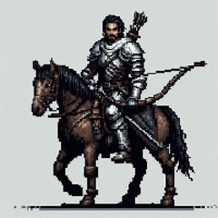 Fototapeta premium Pixel art archer on horse