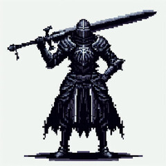 Fototapeta premium Pixel art dark knight dragon slayer
