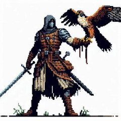 Pixel art falcon warrior