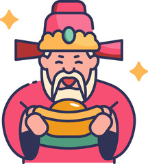 God of Wealth Icon Illustrations