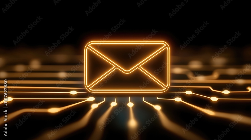 Poster send and receive digital messages virtual environment email icon abstract technology concept futuris