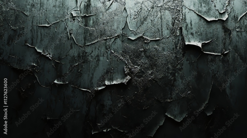 Poster inverted image of scratch marks and peeling paint on metal wall,scratch and rust markings on old met