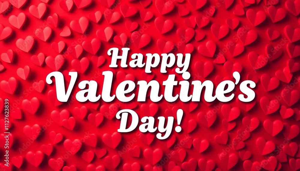 Fototapete a vibrant valentine's day greeting with a red background filled with numerous red heart shapes. in t