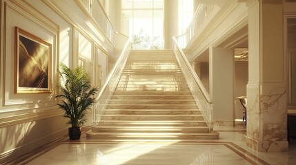 Elegant Grand Staircase in a Luxurious Mansion