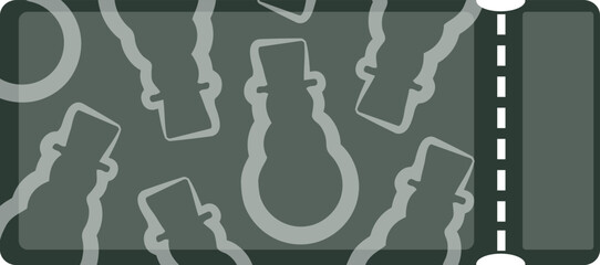 christmas coupon in pastel green color with a simple icon of randomly arranged snowmen for various new year and christmas discounts