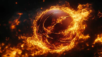 Fiery Basketball Enveloped In Blazing Flames