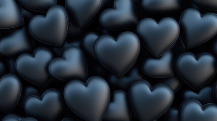 Emotional display of black hearts digital art abstract background rich textures close-up view love and loss concept