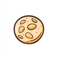 Cartoon illustration of a round cookie with peanut pieces.