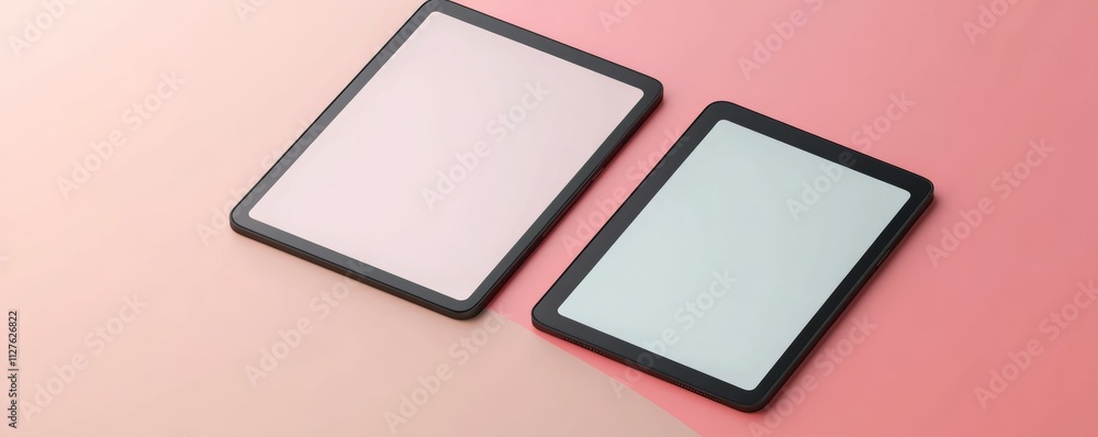Aufkleber digital tablet mockup with layered screens, dynamic design, interactive showcase