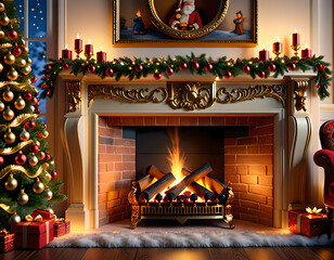 The magic of Christmas: a warm and inviting fireplace