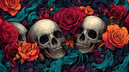 Skulls and Roses A Dark Floral Arrangement