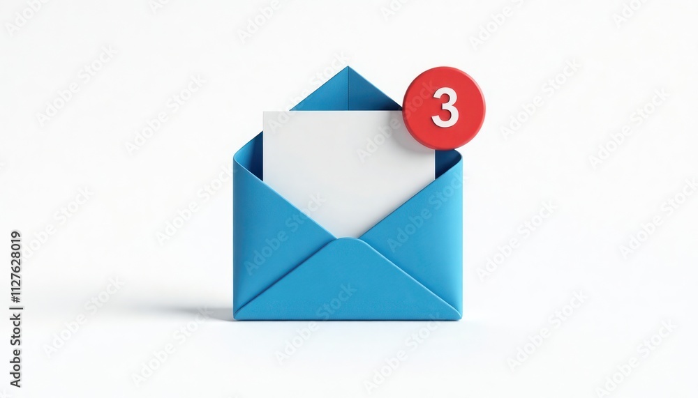 Poster blue envelope with unread email icon. digital graphic of email message. modern tech design. communic
