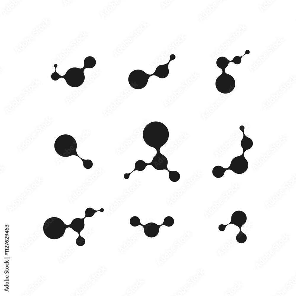 Poster Beautiful structure DNA molecules. Line art pattern with connect dot line for concept design. Social media Vector background