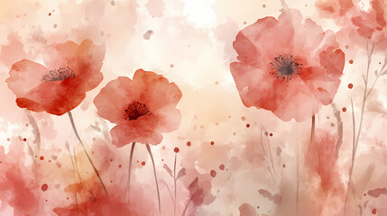 Gentle watercolor wash with flowers and bokeh spots representing serenity and artistic expression. Serenity. Illustration