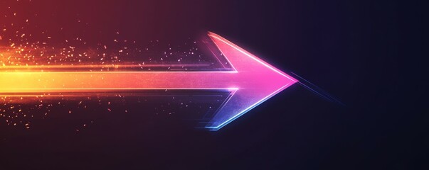 Obraz premium Abstract glowing arrow with color gradient, symbolizing dynamic direction and innovation