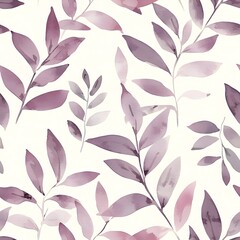 Seamless pattern for a watercolor painting of leaves in a subtle bohemian style 