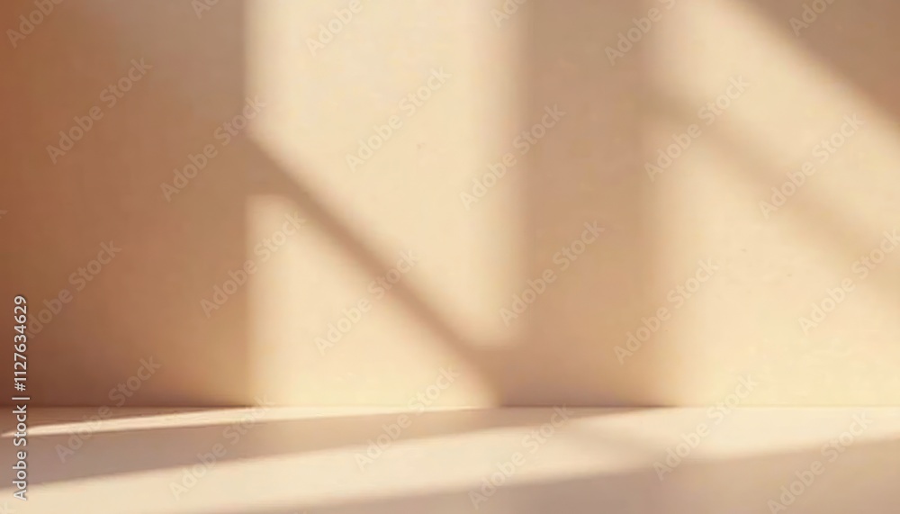 Poster empty beige backdrop with soft shadows. pastel colors create minimalist aesthetic suitable for produ