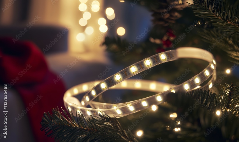 Poster illuminate your holiday tree using this bokeh-focused led ribbon.
