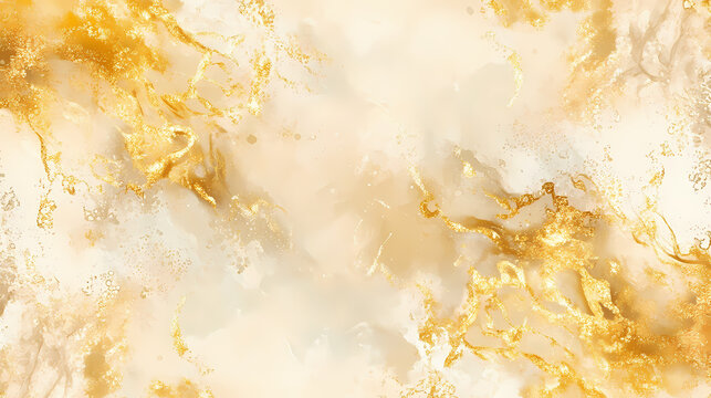 Seamless pattern of metallic ink fluid with a yellow gilded texture and liquid gold accents ideal for decorative covers and anniversary party invitations. Gilded. Illustration