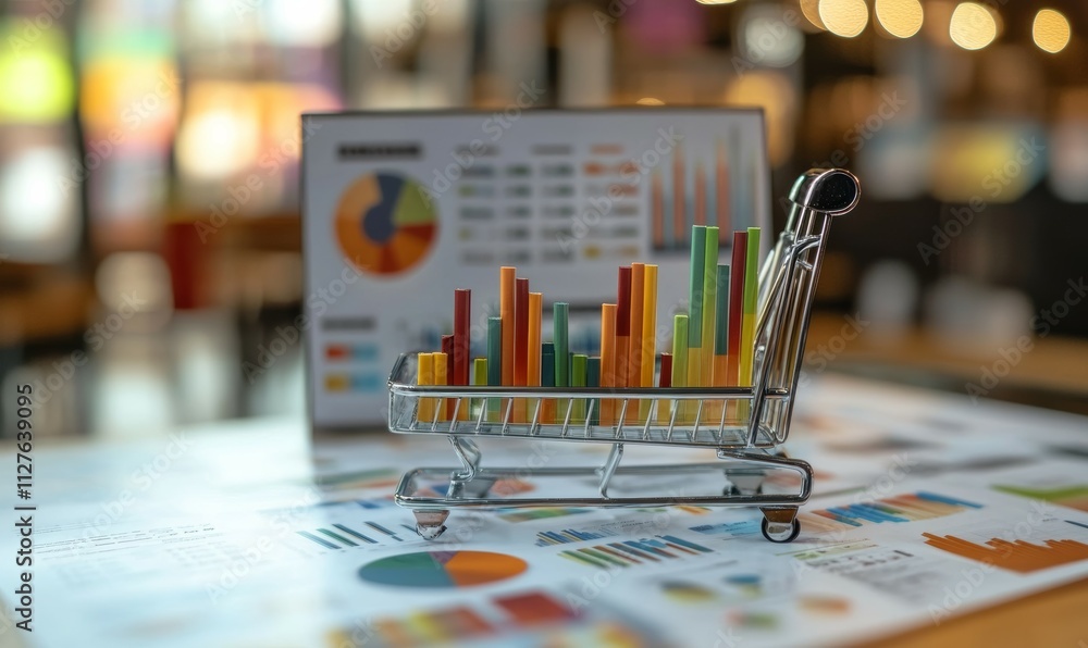 Poster marketing infographic with data points, graphs, and visual elements